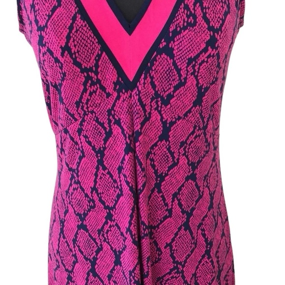 Michael Kors Pink and Navy Blue Snake Skin Print Maxi Dress - Picture 4 of 6